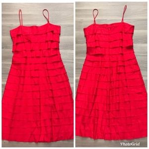 J. Crew Red Spaghetti-Strap Tiered Dress